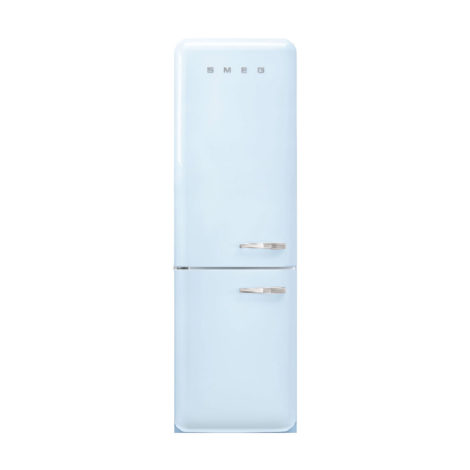 Chladnička s mrazničkou dole SMEG 50’s Retro Style, otváranie ľavé, 196×60 cm pastelovo modrá